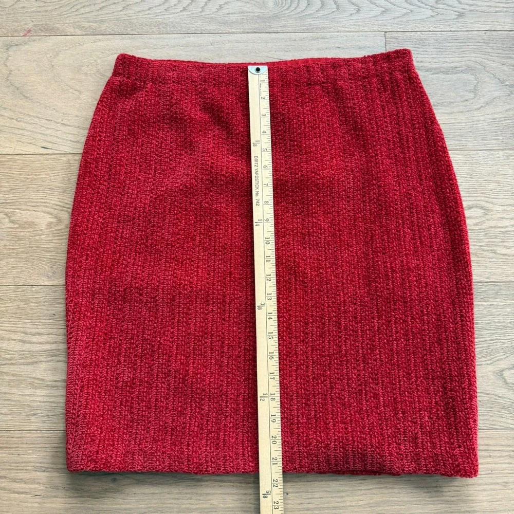 St. John Collection Red Wool Knit Skirt Suit Set Marie Gray Jacket Skirt Sz 14‎